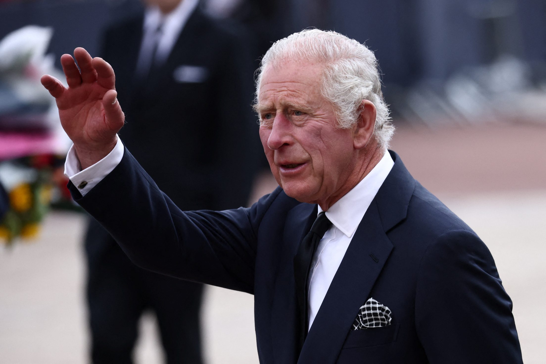 King Charles greets well-wishers outside Buckingham Palace