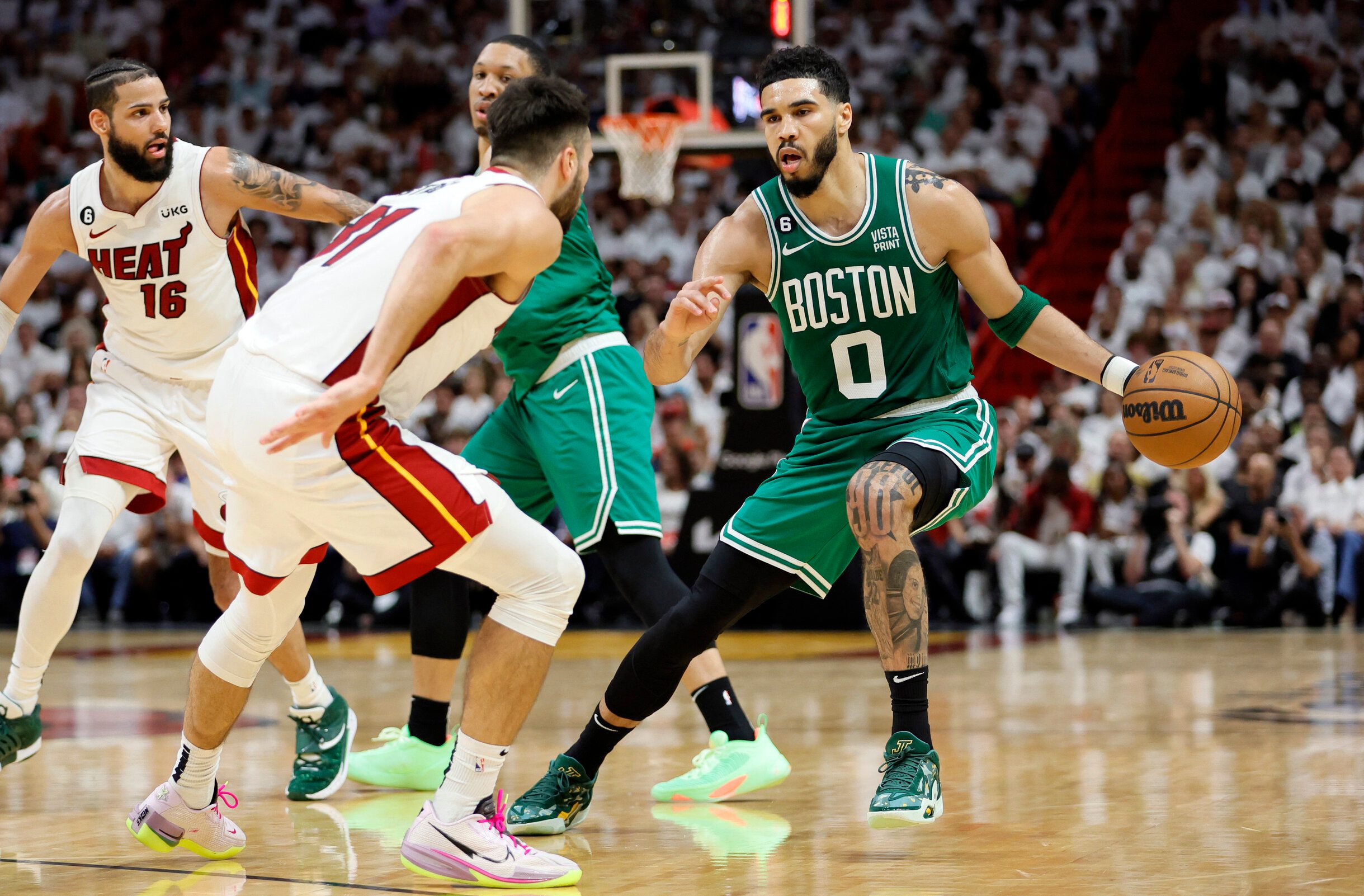Jayson Tatum steers Boston Celtics to win over Miami Heat in Game 4 to  avoid series sweep, NBA News