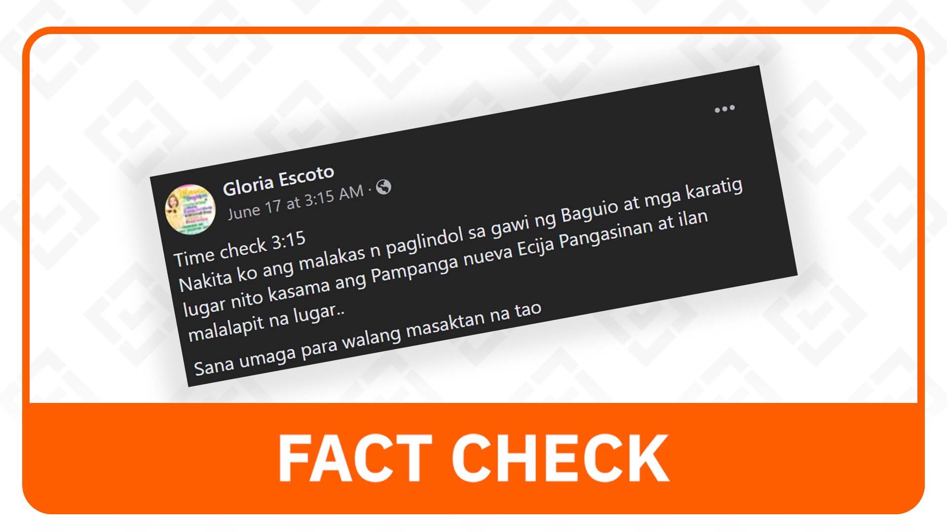 FACT CHECK: No prediction of earthquakes to hit Baguio, several Luzon provinces
