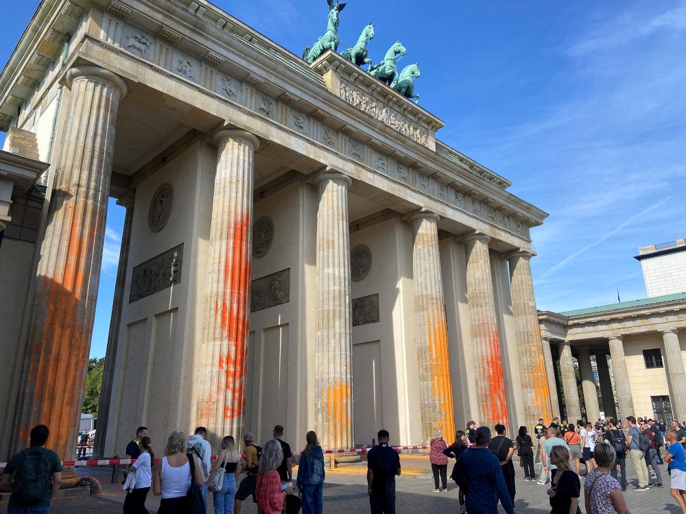 Berlin’s Brandenburg Gate spray-painted by climate activists