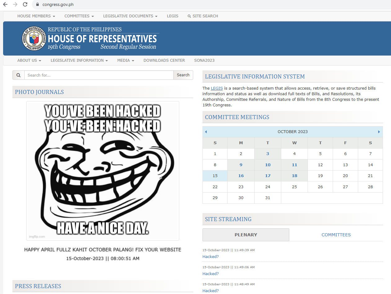 Hackers deface House of Representatives website