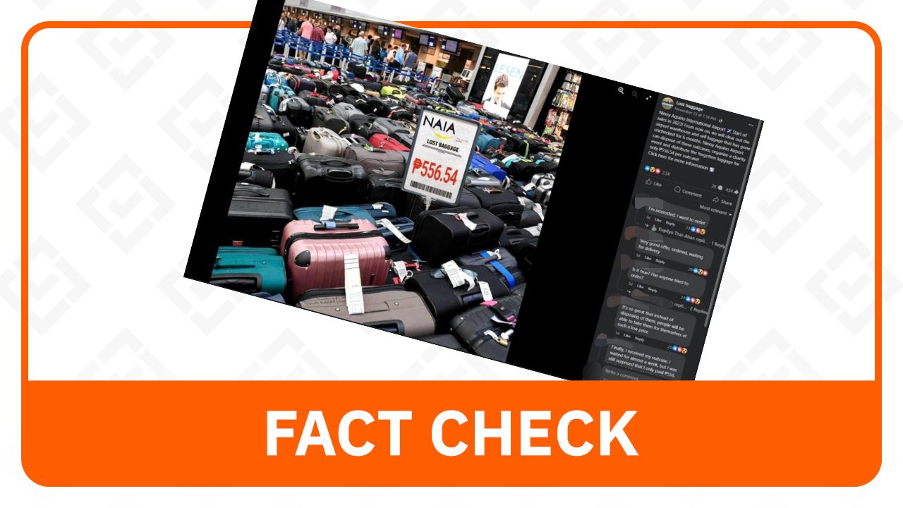 FACT CHECK: No online sale of lost baggage at NAIA – MIAA