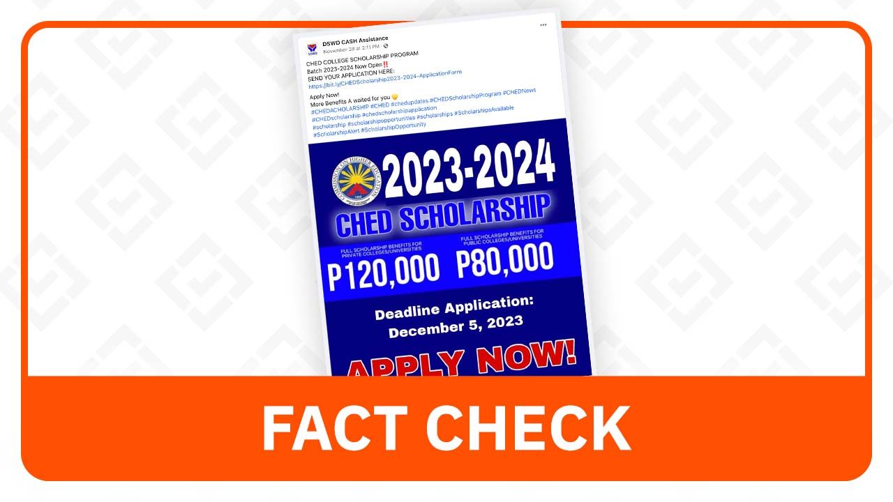 FACT CHECK: Link for CHED scholarship program posted by fake DSWD page