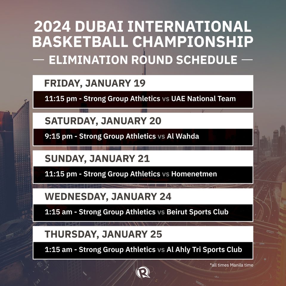 SCHEDULE 2024 Dubai International Basketball Championship
