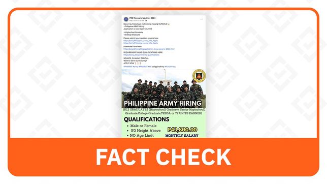 FACT CHECK: Facebook post contains fake links for PH Army application