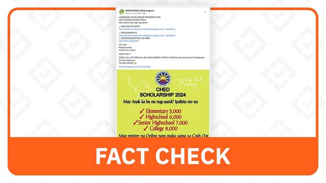 FACT CHECK: Link for ‘CHED Scholarship Program 2024’ is fake