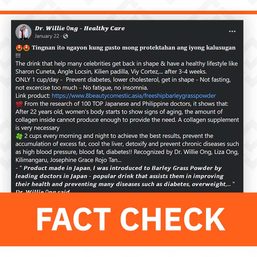 FACT CHECK: Unregistered barley grass powder not endorsed by Doc Willie Ong, Kilimanguru
