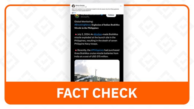 FACT CHECK: No reports of Indian-made BrahMos missiles exploding in PH