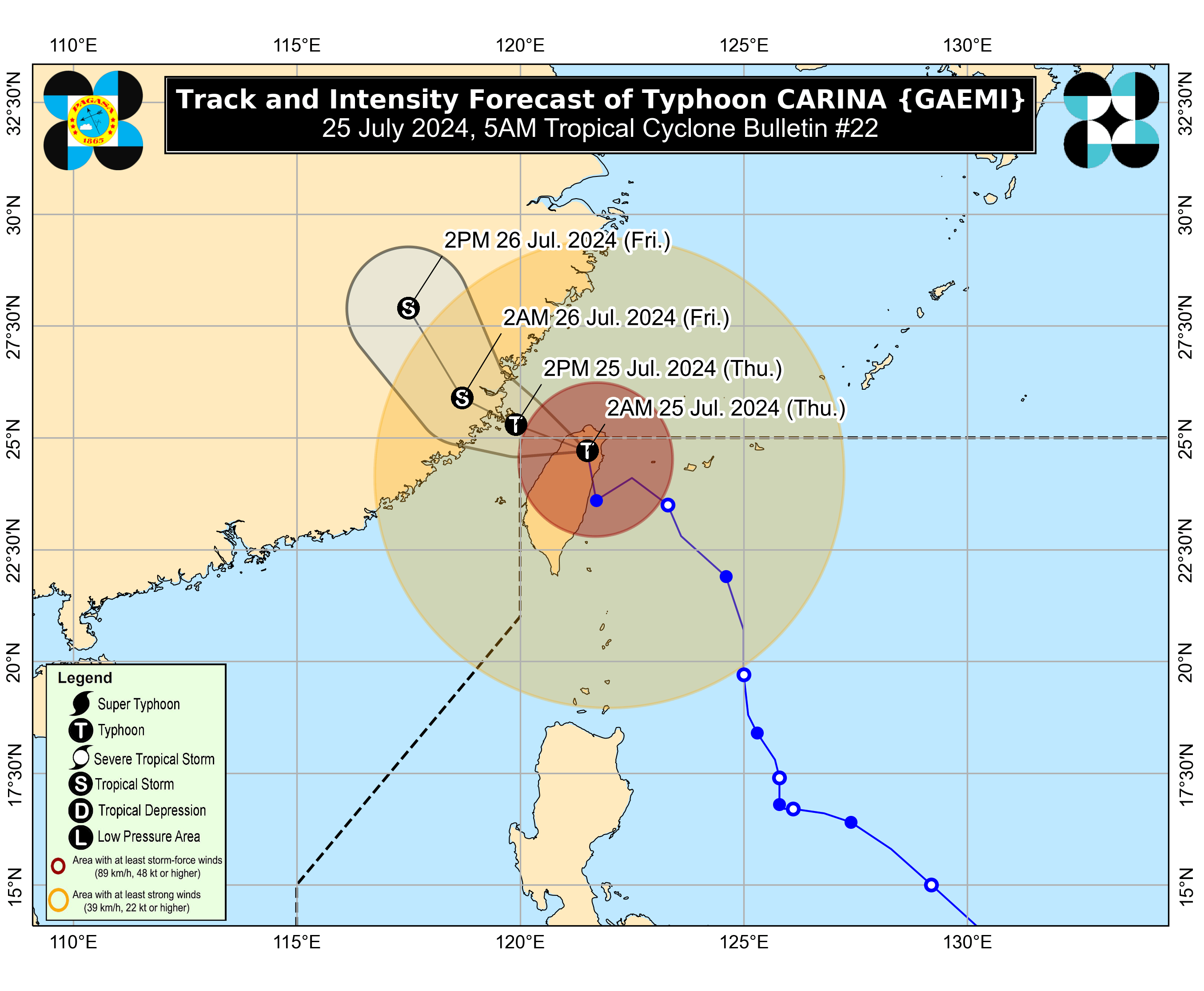 Typhoon Carina hits Taiwan, continues to enhance southwest monsoon