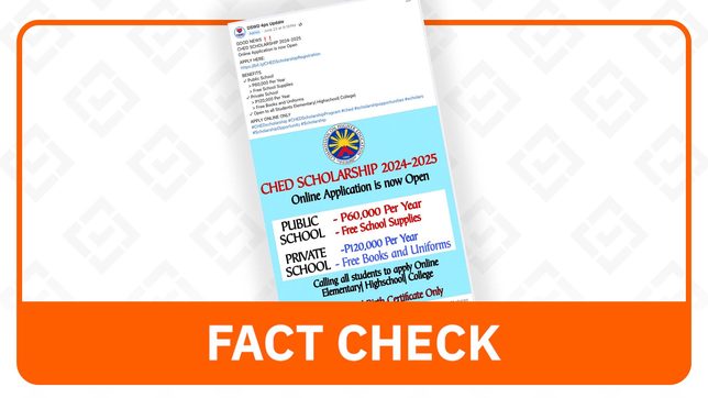FACT CHECK: Link for ‘CHED scholarship program’ posted by fake DSWD page