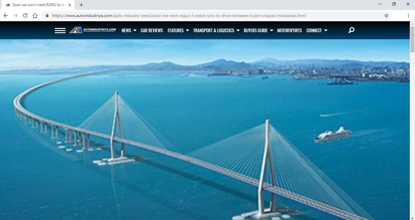 WRONG PHOTO. The mirror image of Incheon Bridge is also mistakenly used by blogs autoindustriya.com, lamudi.com, whereinbacolod.com, and philippineslifestyle.com in their articles about Panguil Bay Bridge and other bridges soon to be built by the Duterte administration.  