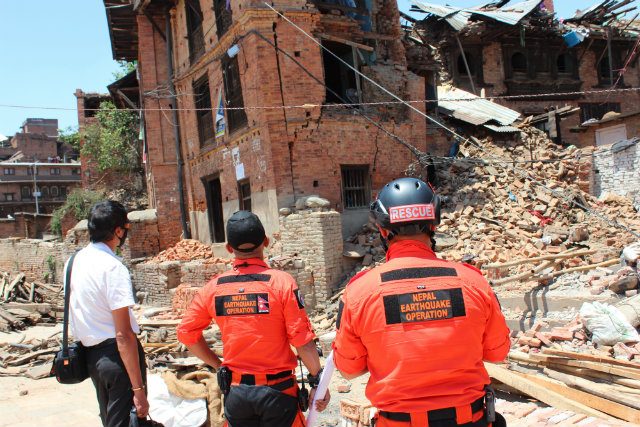 ASSESSMENT. The Philippine team conducts damage assessment of structures in Nepal 