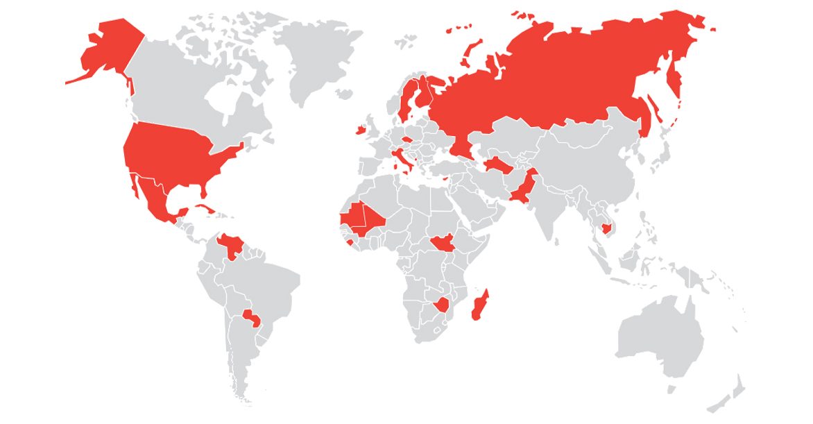 FAKE NEWS. Countries highlighted are to hold general, parliamentary, or presidential elections in 2018. Illustration by Trend Micro