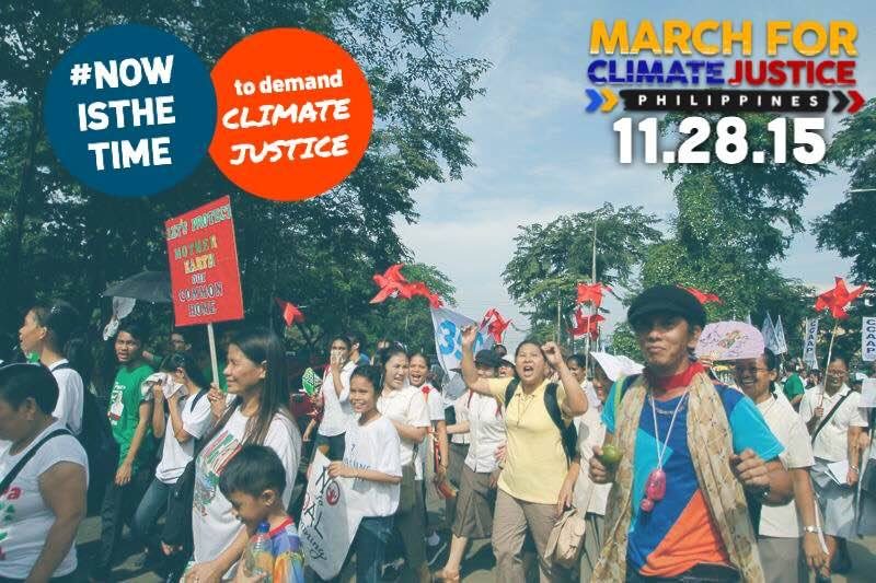 ACT NOW. Climate justice advocates call for a better deal to come out of the COP21 talks. Photo from the March for Climate Justice Pilipinas' Facebook page 