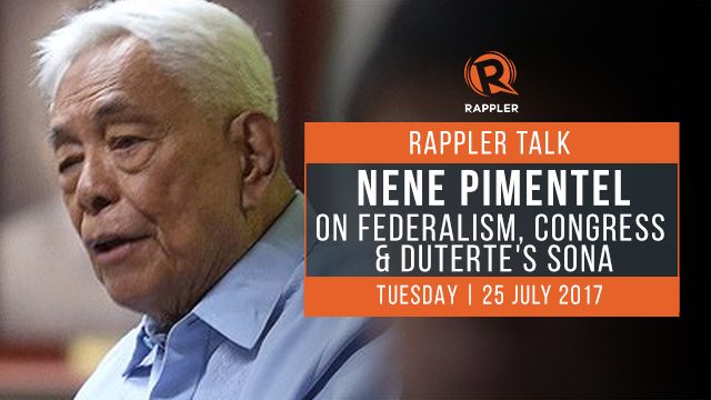Rappler Talk: Nene Pimentel on federalism, Congress, Duterte’s SONA