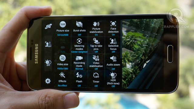 MENU KAMERA S5.  Sistem menu kaya fitur pada Samsung Galaxy S5 terkadang bisa sedikit rumit.  Foto oleh Michael Josh Villanueva/Rappler