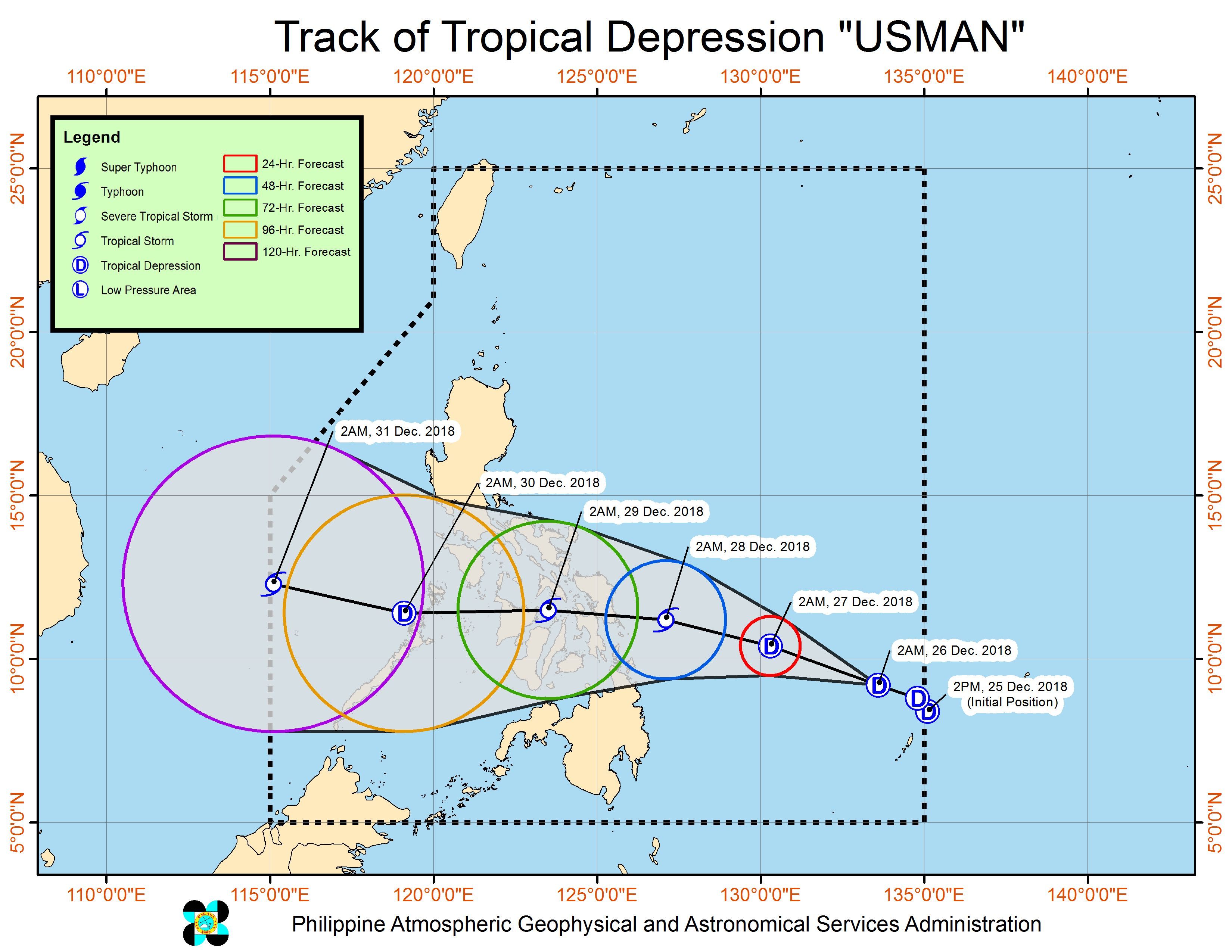 Hujan dari Depresi Tropis Usman mulai 26 Desember