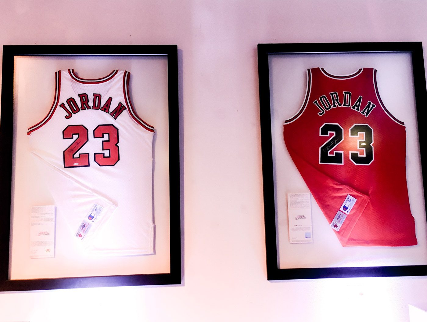 GOAT. These Michael Jordan jerseys that were made and certified by the NBA's original jersey provider, Champion. Photo by Beatrice Go/Rappler 