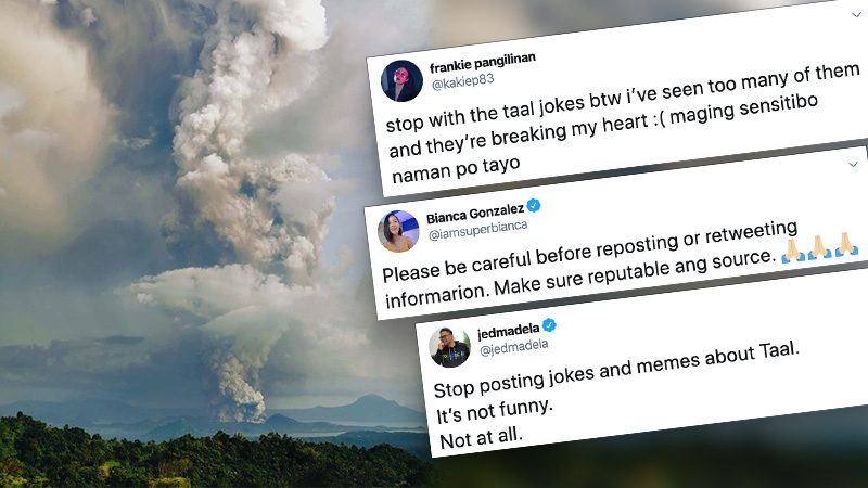 ‘Stop the jokes’: Celebrities call for sensitivity as Taal Volcano threat looms