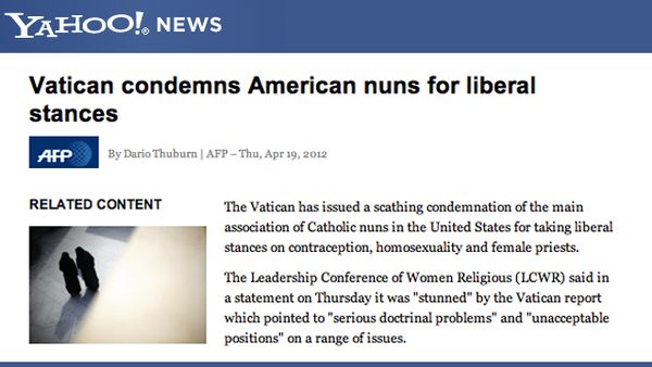 Us Nuns Castigated By Vatican For Radical Feminism