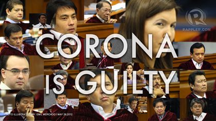 Corona dinyatakan bersalah, dicopot dari jabatannya